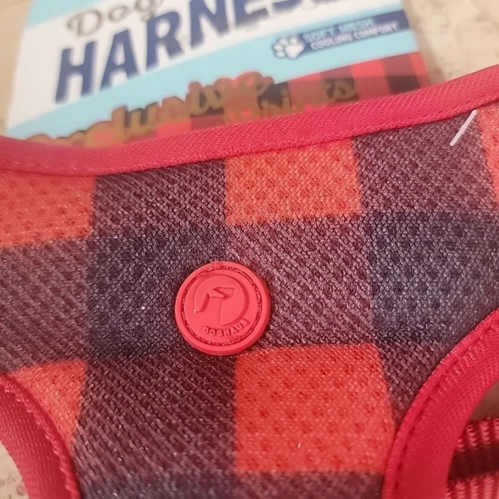 Doghaus/Whimsy Dog Harness Buffalo Plaid-Soft Mesh-Cooling Comfort-Size M